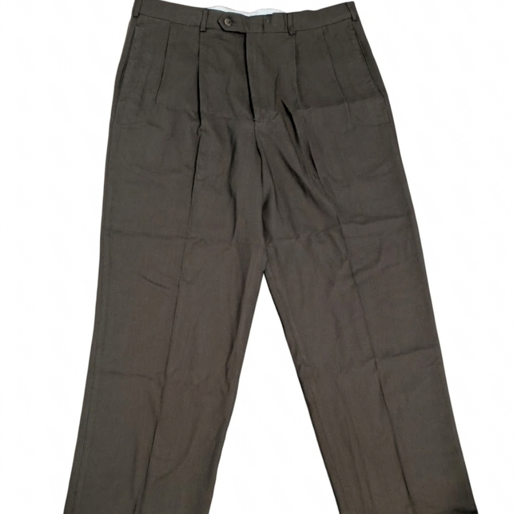 Vintage Slates Levi Strauss Dress Pants Mens 36x34 Brown Pleated Measures 36x30